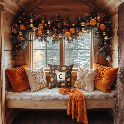 モノグラムパーソナライズされたボ素朴タニカルクリスマス クッション