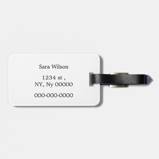 モノグラムパーソナライズされたミントとグレーのフローラルパターン ラゲッジタグ (裏面横)