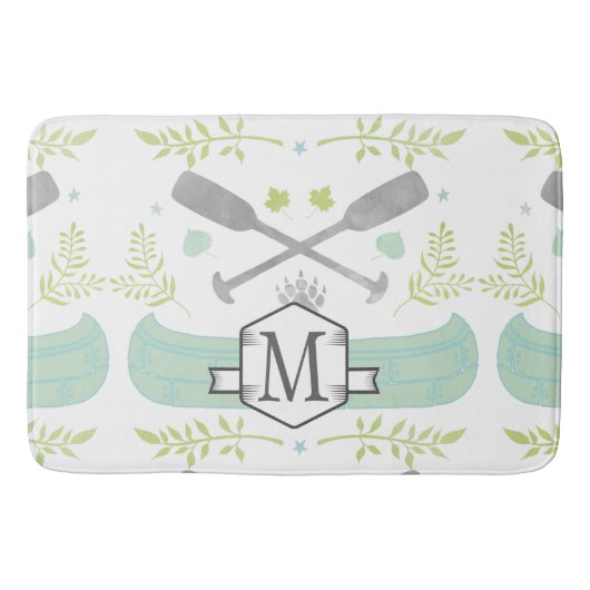 モノグラムパーソナライズされたミントカヌー模様 バスマット (正面)