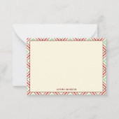 モノグラムパーソナライズされたモダンギンガムパターン赤 ノートカード (正面)