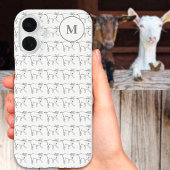 モノグラムパーソナライズされたヤギ黒白ラインアート Case-Mate iPhoneケース