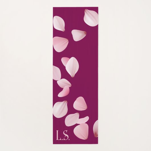 モノグラムパーソナライズされたヨガマットと桜花びら ヨガマット (裏面)