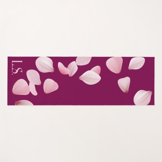 モノグラムパーソナライズされたヨガマットと桜花びら ヨガマット (正面(横))
