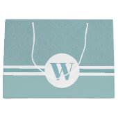 モノグラムパーソナライズされたライトブルーフローラ ラージペーパーバッグ (正面)