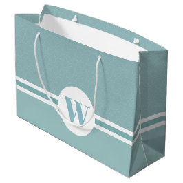 モノグラムパーソナライズされたライトブルーフローラ ラージペーパーバッグ