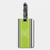 モノグラムパーソナライズされたライムブラックストライプパターン ラゲッジタグ (裏面縦)
