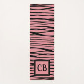 モノグラムパーソナライズされたラエレガントインアートブラックピンク ヨガマット (正面)