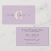 モノグラムパーソナライズされたラベンダースタイリッシュオフィス 名刺 (正面/裏面)
