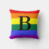 モノグラムパーソナライズされたレインボーLGBTプライドギフト クッション (正面)