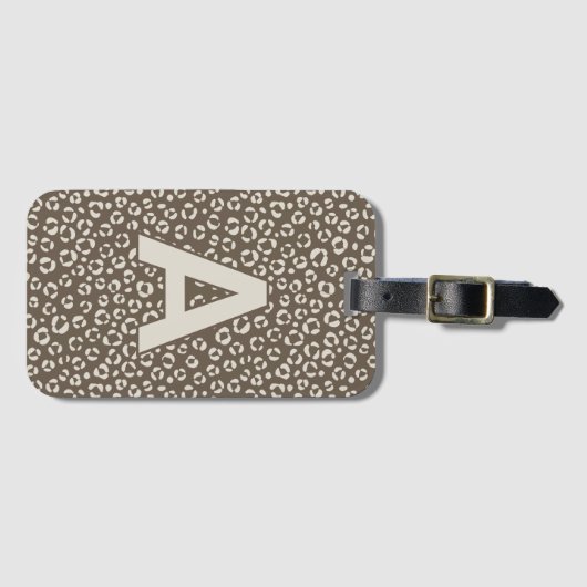 モノグラムパーソナライズされたレオパードアニマルプリント ラゲッジタグ (正面横)