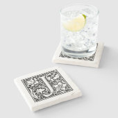 モノグラムパーソナライズされたレターJ結婚の誕生日 ストーンコースター (横)