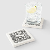 モノグラムパーソナライズされたレターS結婚の誕生日 ストーンコースター (横)