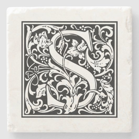 モノグラムパーソナライズされたレターS結婚の誕生日 ストーンコースター (正面)