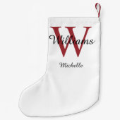 モノグラムパーソナライズされたレッド スモールクリスマスストッキング (裏面)