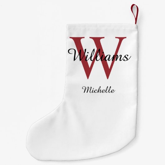 モノグラムパーソナライズされたレッド スモールクリスマスストッキング (裏面)