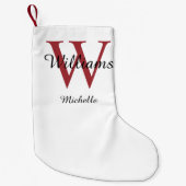 モノグラムパーソナライズされたレッド スモールクリスマスストッキング (正面)