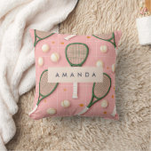 モノグラムパーソナライズされたレトロテニスラケットパターン クッション (ブランケット)