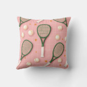 モノグラムパーソナライズされたレトロテニスラケットパターン クッション (裏面)