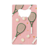 モノグラムパーソナライズされたレトロテニスラケットパターン クレジットカード栓抜き (裏面)