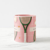 モノグラムパーソナライズされたレトロテニスラケットパターン ツートーンマグカップ (中央)