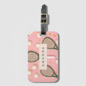モノグラムパーソナライズされたレトロテニスラケットパターン ラゲッジタグ (正面縦)