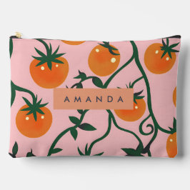 モノグラムパーソナライズされたレトロトマトつる植物パターン アクセサリーポーチ