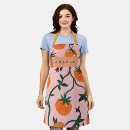 モノグラムパーソナライズされたレトロトマトつる植物パターン エプロン