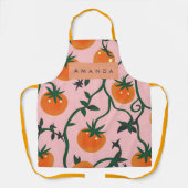 モノグラムパーソナライズされたレトロトマトつる植物パターン エプロン (正面)