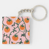 モノグラムパーソナライズされたレトロトマトつる植物パターン キーホルダー (裏面)