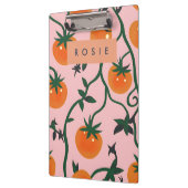 モノグラムパーソナライズされたレトロトマトつる植物パターン クリップボード (左)