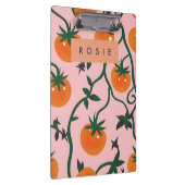 モノグラムパーソナライズされたレトロトマトつる植物パターン クリップボード (右)