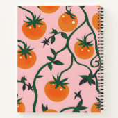 モノグラムパーソナライズされたレトロトマトつる植物パターン ノートブック (裏面)
