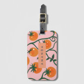 モノグラムパーソナライズされたレトロトマトつる植物パターン ラゲッジタグ (正面縦)