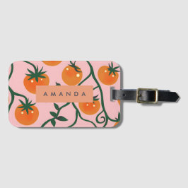 モノグラムパーソナライズされたレトロトマトつる植物パターン ラゲッジタグ