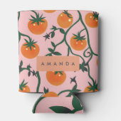 モノグラムパーソナライズされたレトロトマトつる植物パターン 缶クーラー (裏面)