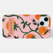 モノグラムパーソナライズされたレトロトマトつる植物パターン Case-Mate iPhoneケース (裏面 (横))
