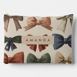 モノグラムパーソナライズされたレトロヴィンテージ弓パターン アクセサリーポーチ