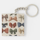 モノグラムパーソナライズされたレトロヴィンテージ弓パターン キーホルダー (裏面)