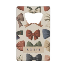 モノグラムパーソナライズされたレトロヴィンテージ弓パターン クレジットカード栓抜き