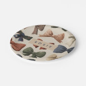 モノグラムパーソナライズされたレトロヴィンテージ弓パターン ペーパープレート (アングル)