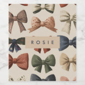 モノグラムパーソナライズされたレトロヴィンテージ弓パターン ワインラベル (シングルラベル)