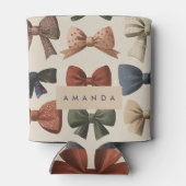 モノグラムパーソナライズされたレトロヴィンテージ弓パターン 缶クーラー (裏面)