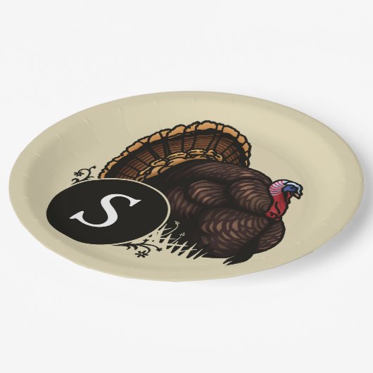 モノグラムパーソナライズされたワイルドターキー ペーパープレート (アングル)