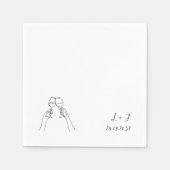 モノグラムパーソナライズされたワイングラス結婚ズ紙 スタンダードカクテルナプキン (正面)