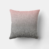 モノグラムパーソナライズされたヴィンテージグリッターシャインピンク クッション (裏面)