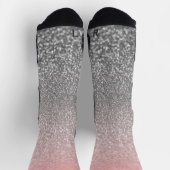 モノグラムパーソナライズされたヴィンテージグリッターシャインピンク ソックス (上部)