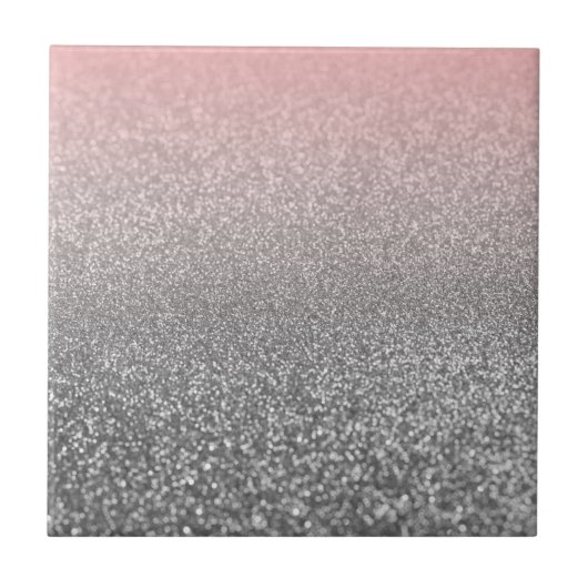 モノグラムパーソナライズされたヴィンテージグリッターシャインピンク タイル (正面)