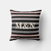 モノグラムパーソナライズされたヴィンテージグリッターシャインピンクs クッション (裏面)