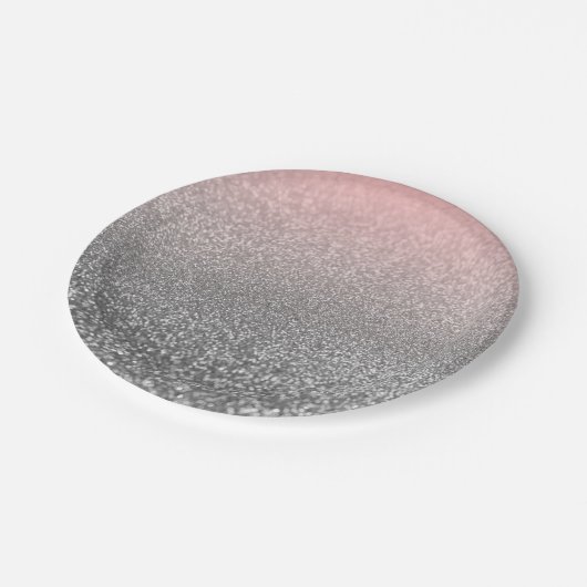 モノグラムパーソナライズされたヴィンテージグリッターシャインピンクs ペーパープレート (アングル)