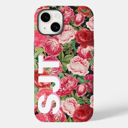 モノグラムパーソナライズされたヴィンテージバラ電話ケース Case-Mate iPhoneケース (裏面)
